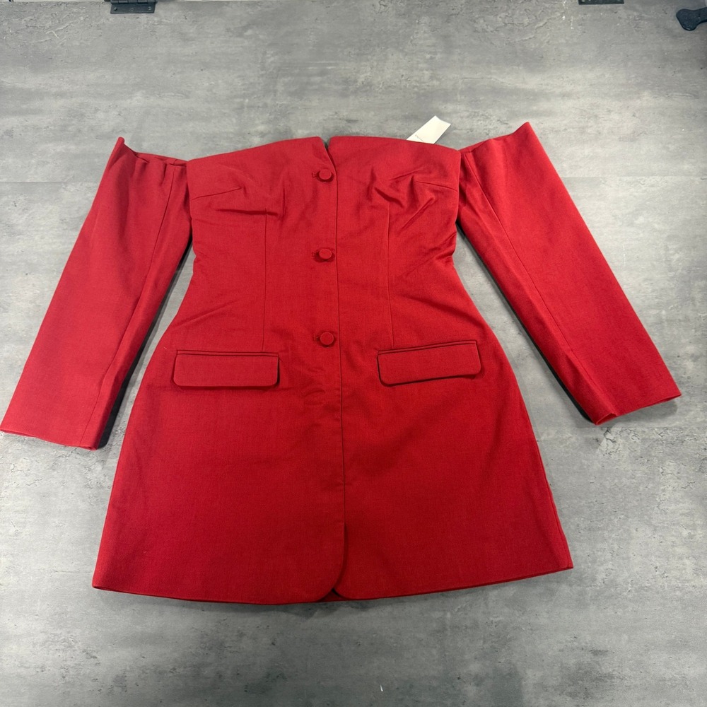 Abercrombie & Fitch Mini Dress Women M Mara Off-the-Shoulder Blazer Red Work NWT